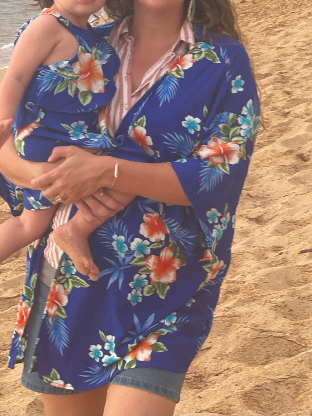 OS- Blue Tropical Floral Cover-Up